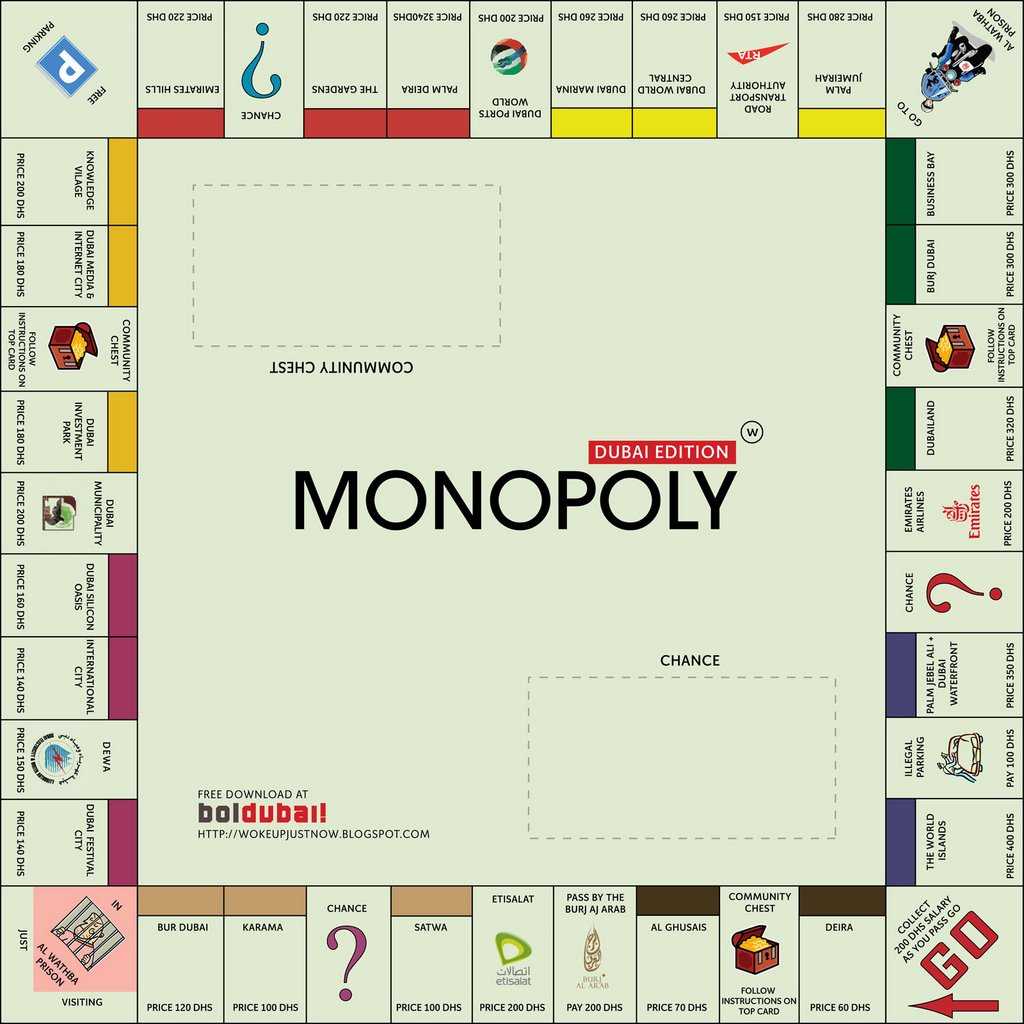 Bol Dubai!: Monopoly Dubai Edition – Print & Play! In Monopoly Chance Cards Template