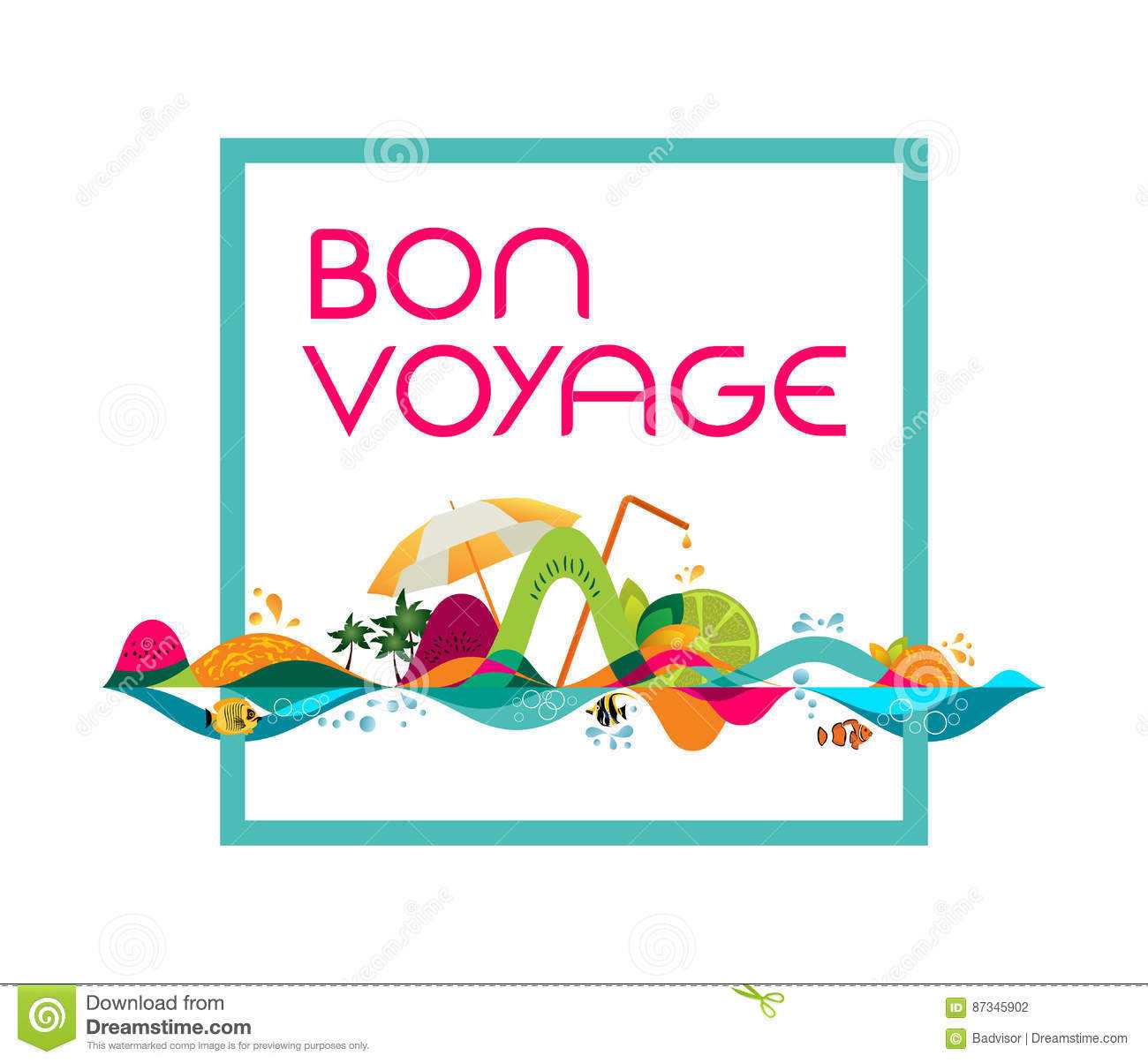 Bon Voyage – Banner, Vector Template Illustration Stock Within Bon Voyage Card Template