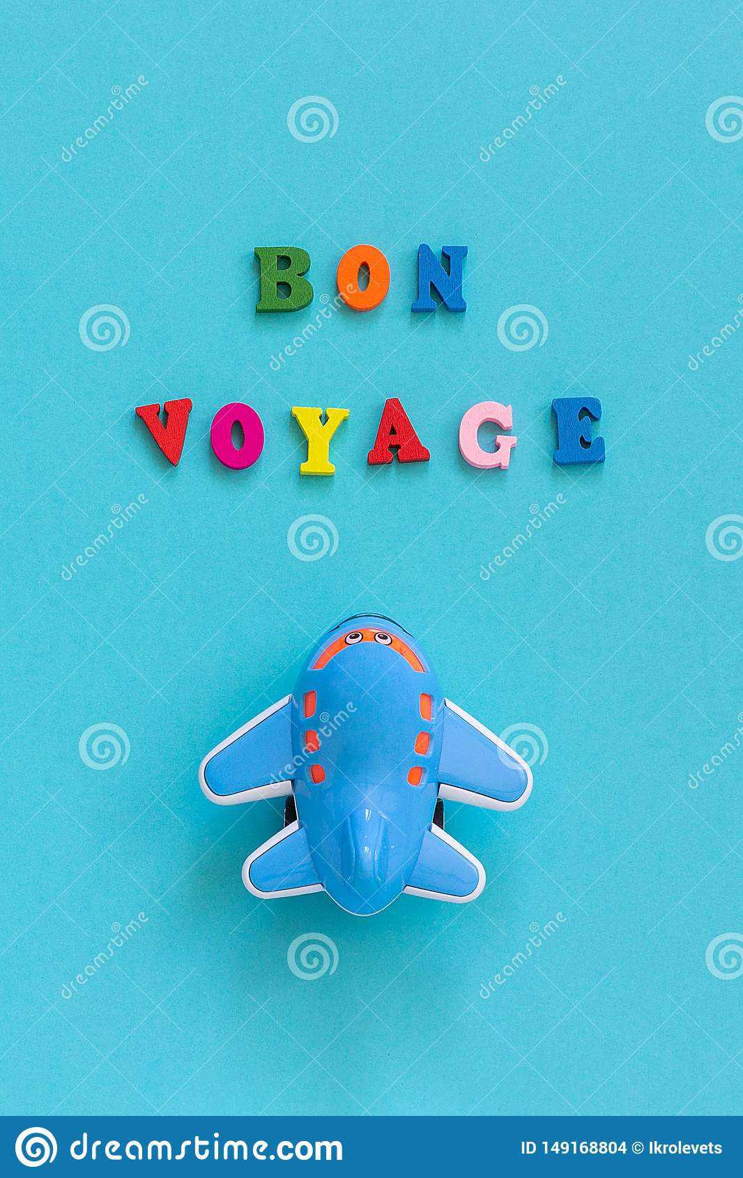 Bon Voyage Colorful Text And Children`s Funny Toy Plane On Throughout Bon Voyage Card Template