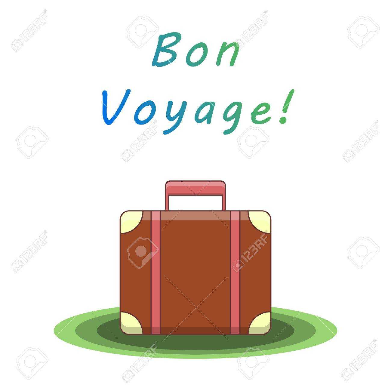 Bon Voyage. Suitcase For Traveling. Template For Card, Flyer,.. Intended For Bon Voyage Card Template