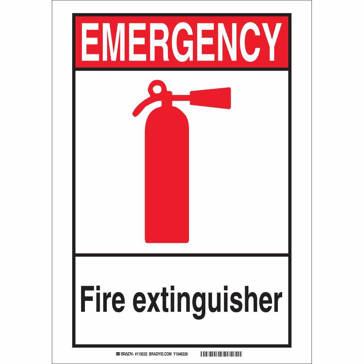 Brady Part: 119241 | Emergency Fire Extinguisher Sign With Fire Extinguisher Certificate Template