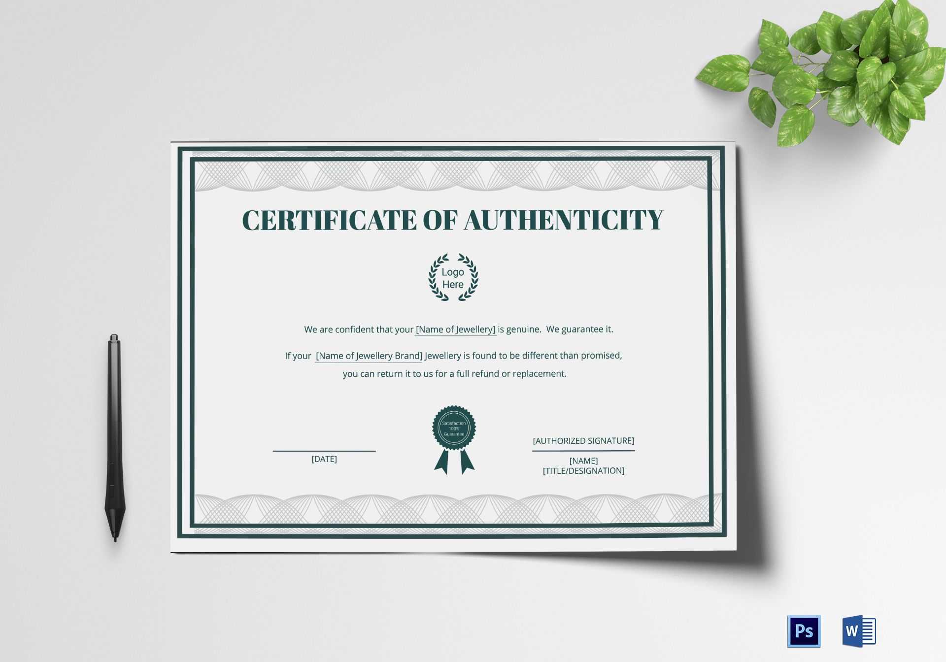 Brand Authenticity Certificate Template With Certificate Of Authenticity Template
