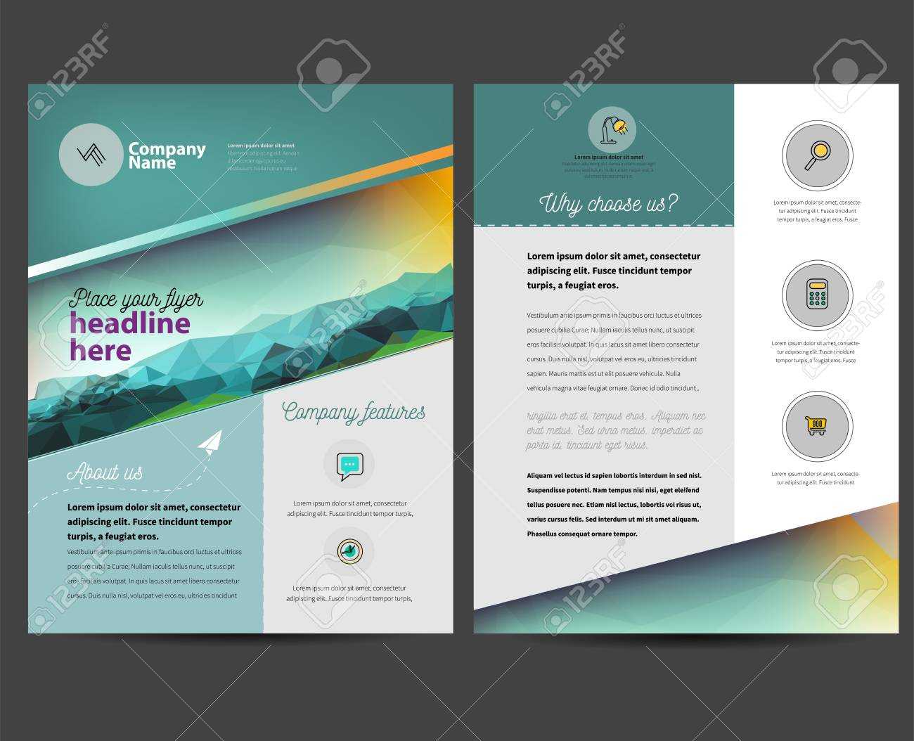 Brochure Or Flyer Design Template In Letter Size For Letter Size Brochure Template