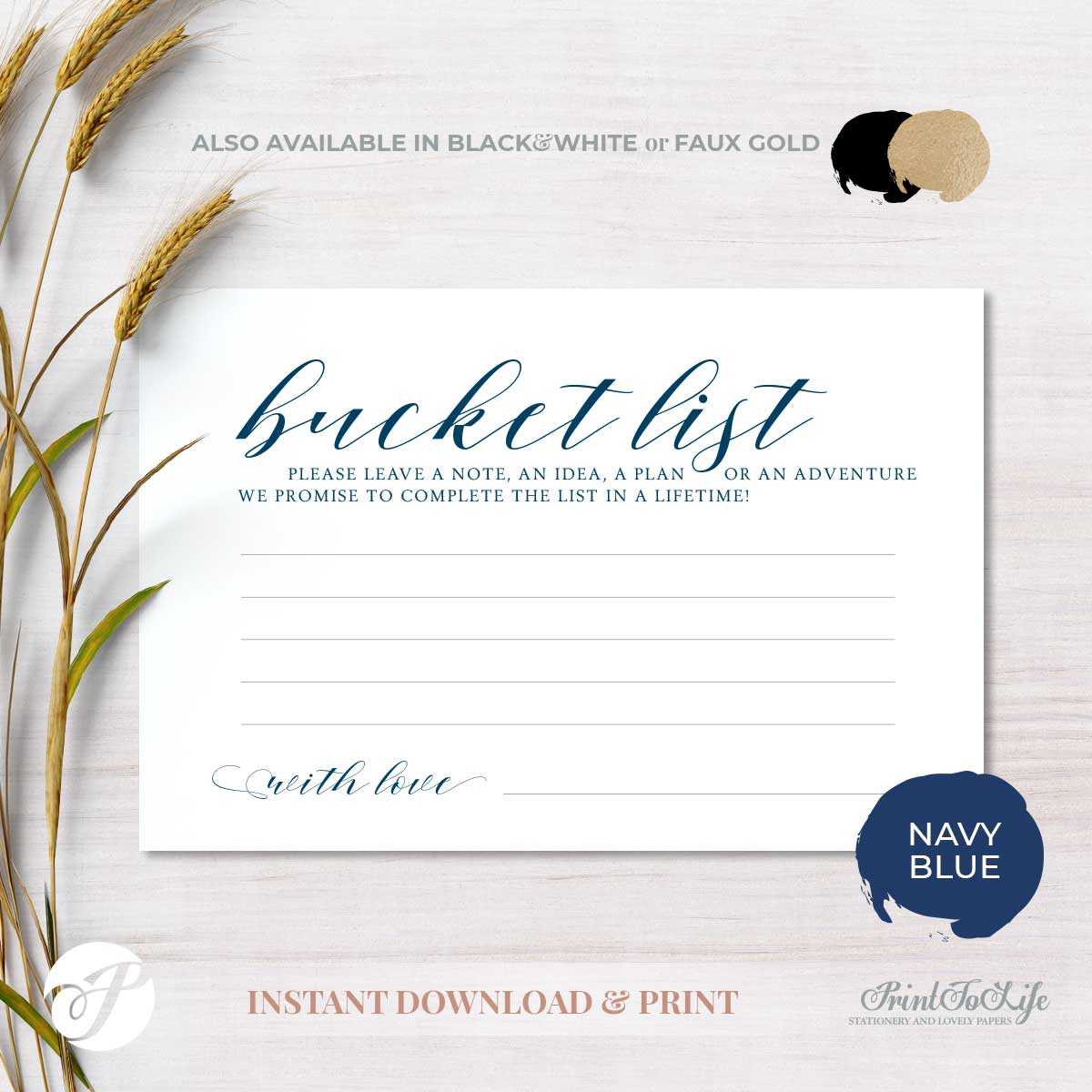 Bucket List Card, Wedding Advice Card, Navy Blue, #mrandmrs Collection With Regard To Marriage Advice Cards Templates