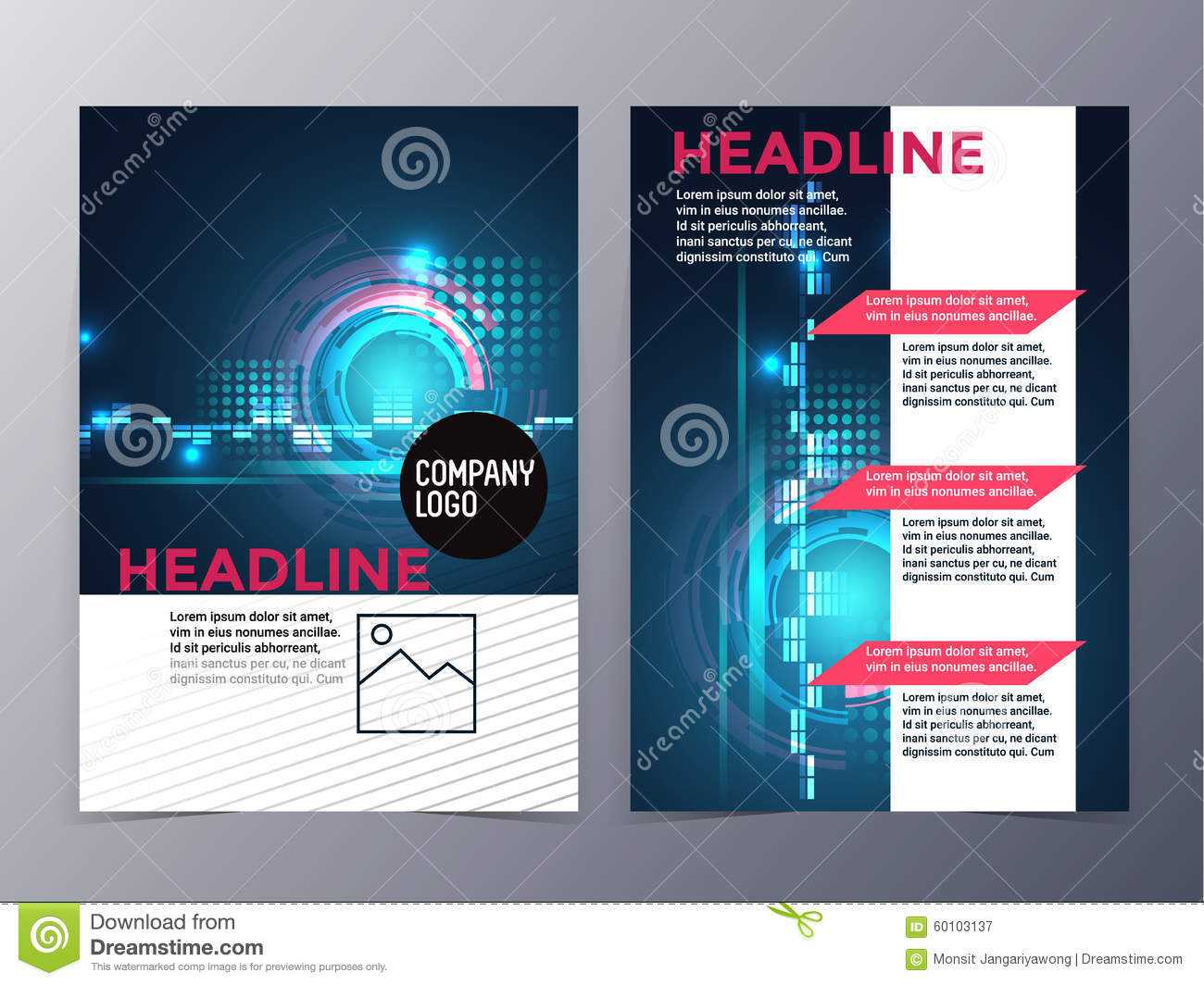 Business And Technology Brochure Design Template Vector Tri With Technical Brochure Template