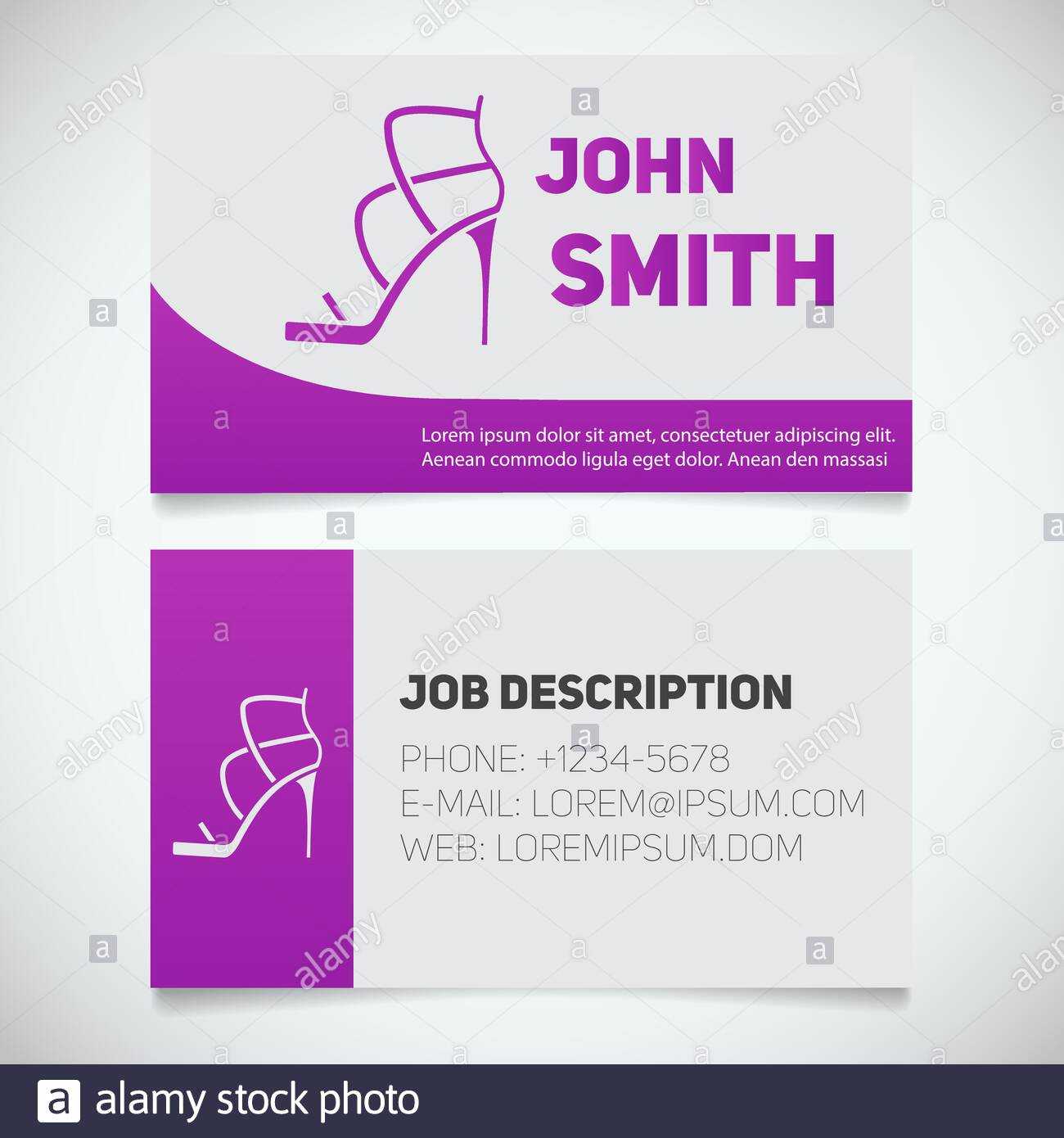 Business Card Print Template With High Heel Shoe Logo Throughout High Heel Template For Cards