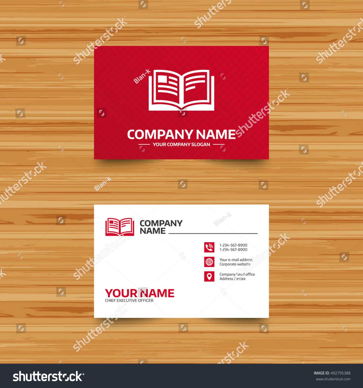 Business Card Template Book Sign Icon Stock Image | Download Now Within Index Card Template Open Office