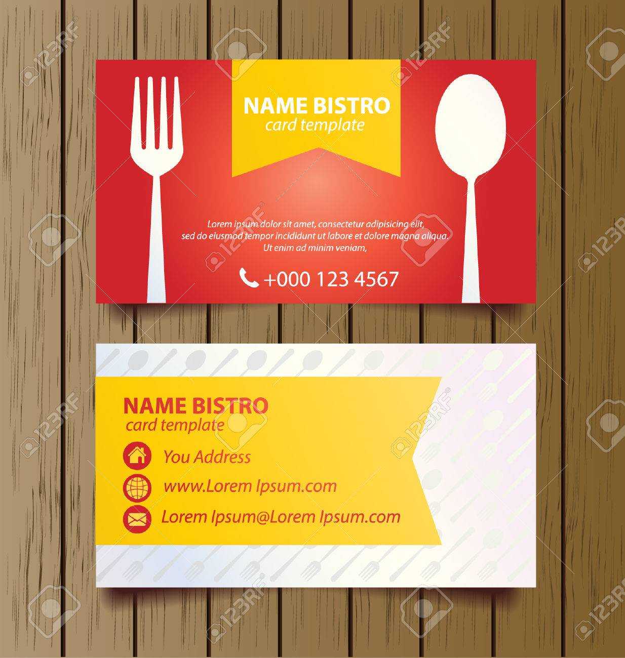 Business Card Template For Restaurant Business Vector Regarding Restaurant Business Cards Templates Free