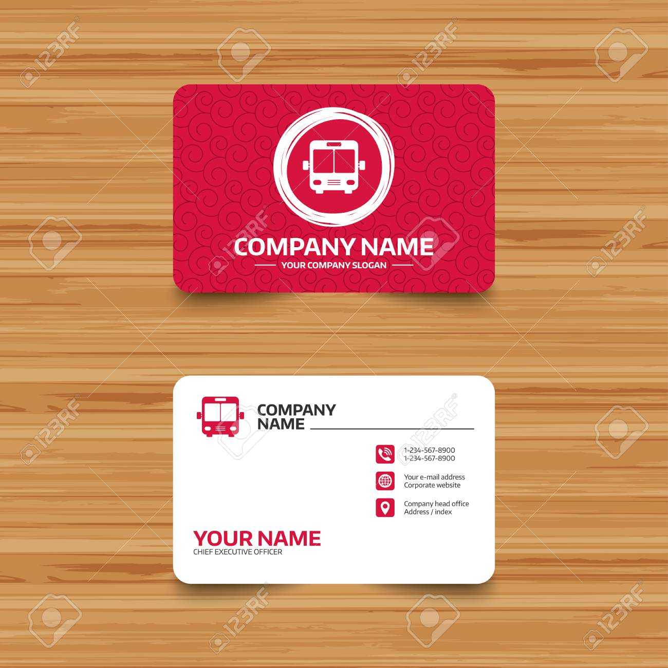 Business Card Template With Texture. Bus Sign Icon. Public Transport.. Inside Transport Business Cards Templates Free