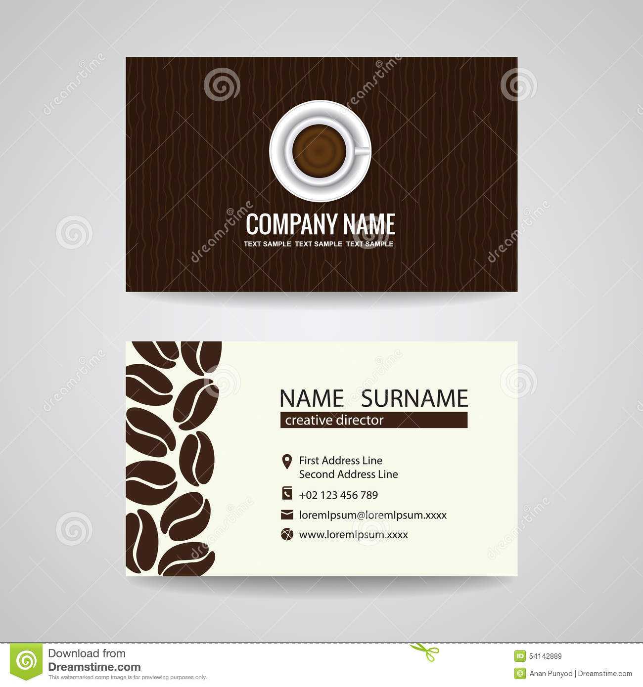 Business Card Vector Graphic Design , Coffee Cup And Coffee For Coffee Business Card Template Free