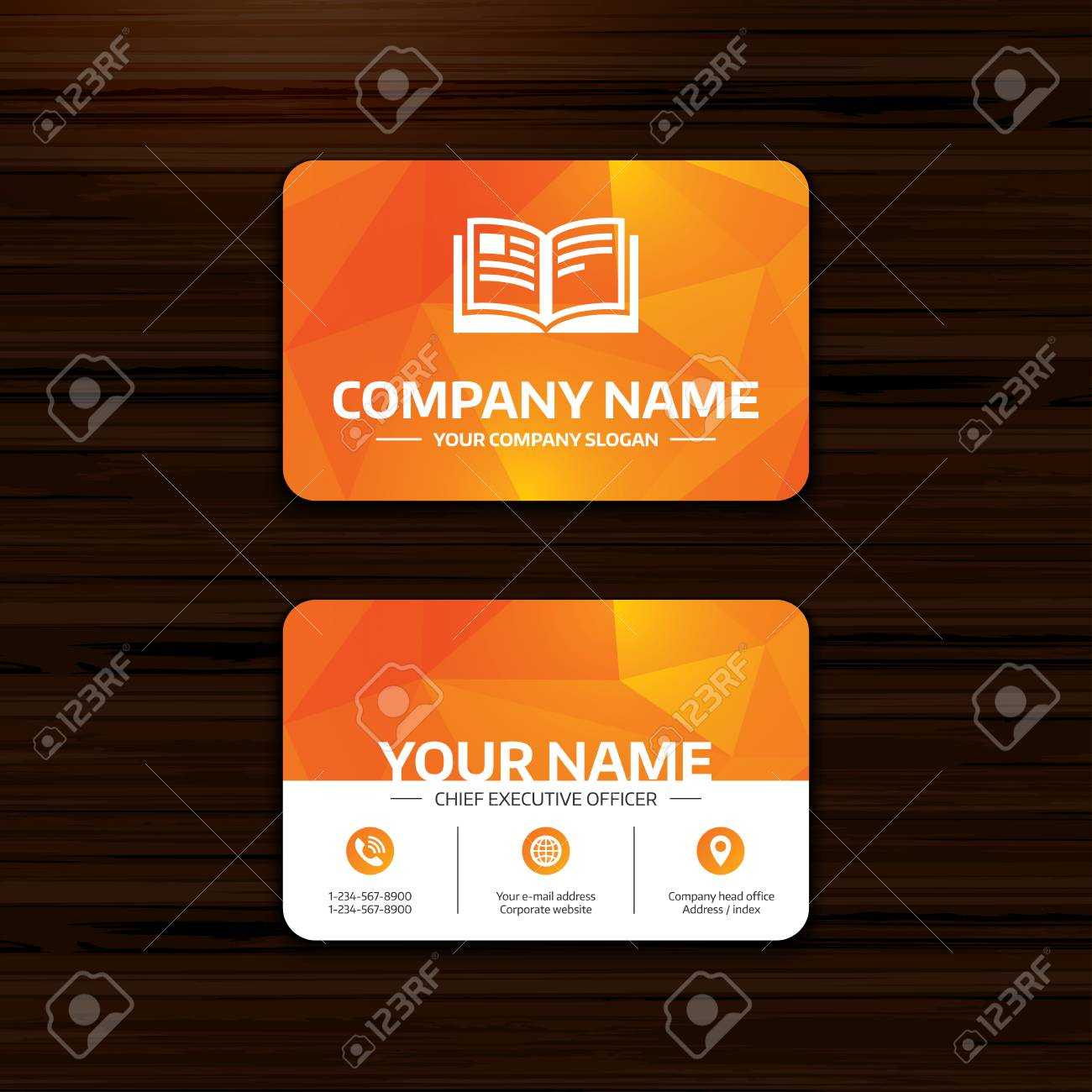 Business Or Visiting Card Template. Book Sign Icon. Open Book.. For Open Office Index Card Template