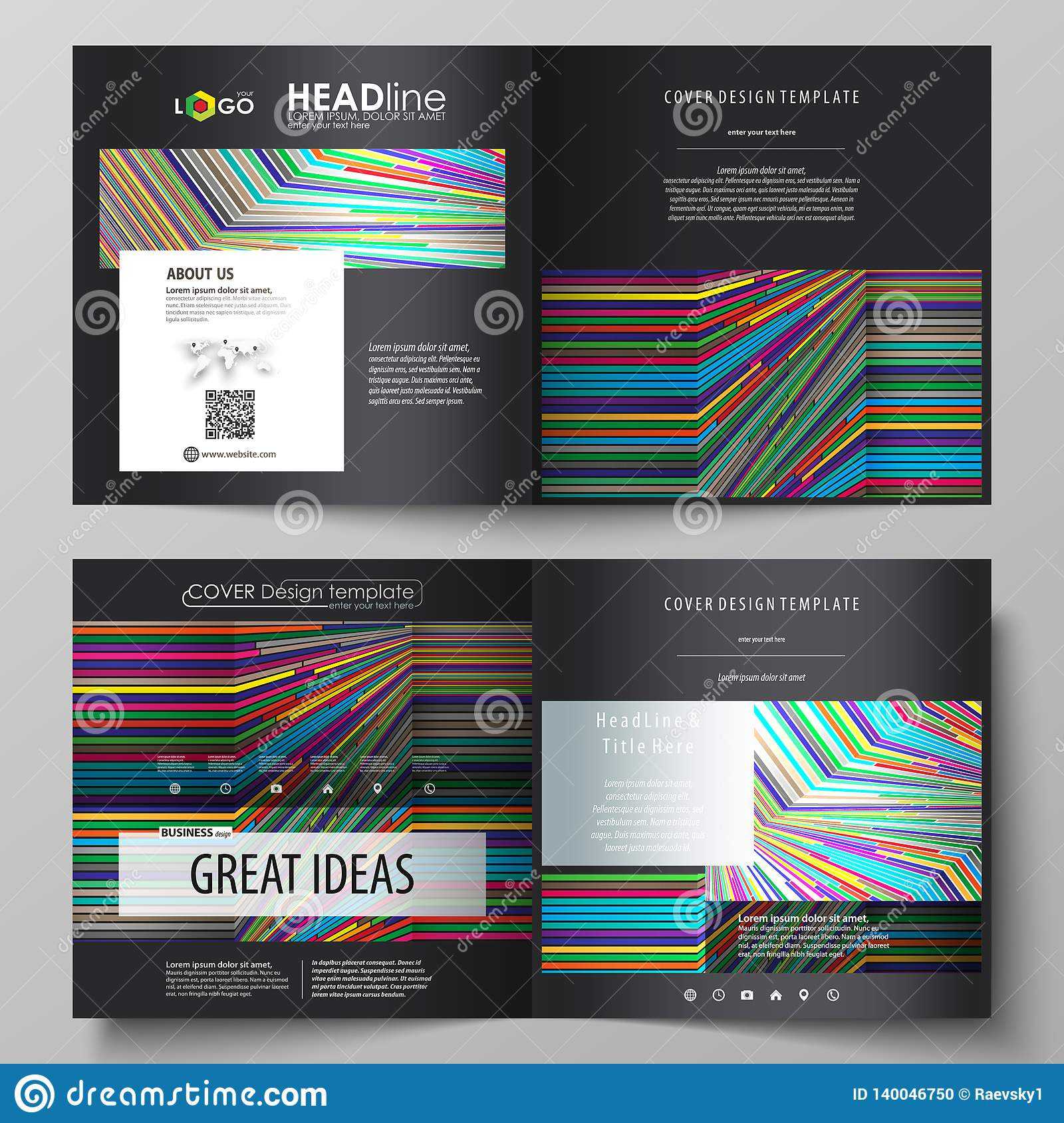 Business Templates For Square Design Bi Fold Brochure, Flyer With Regard To Fold Over Business Card Template