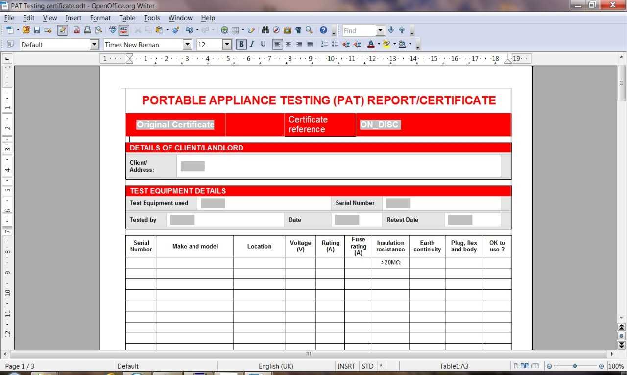 C5D Pat Test Template | Wiring Resources In Electrical Installation Test Certificate Template