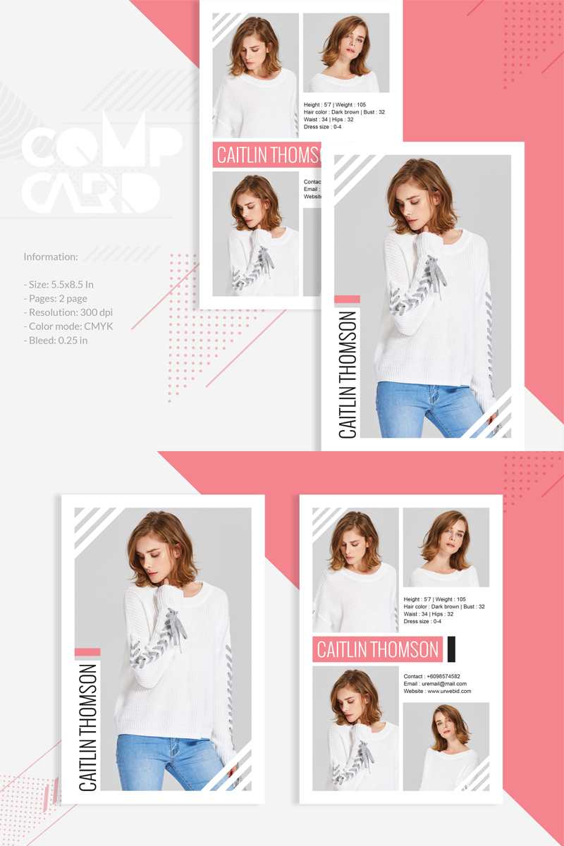 Caitlin Thomson – Fashion Model Comp Card Template Corporate Identity  Template For Comp Card Template Psd