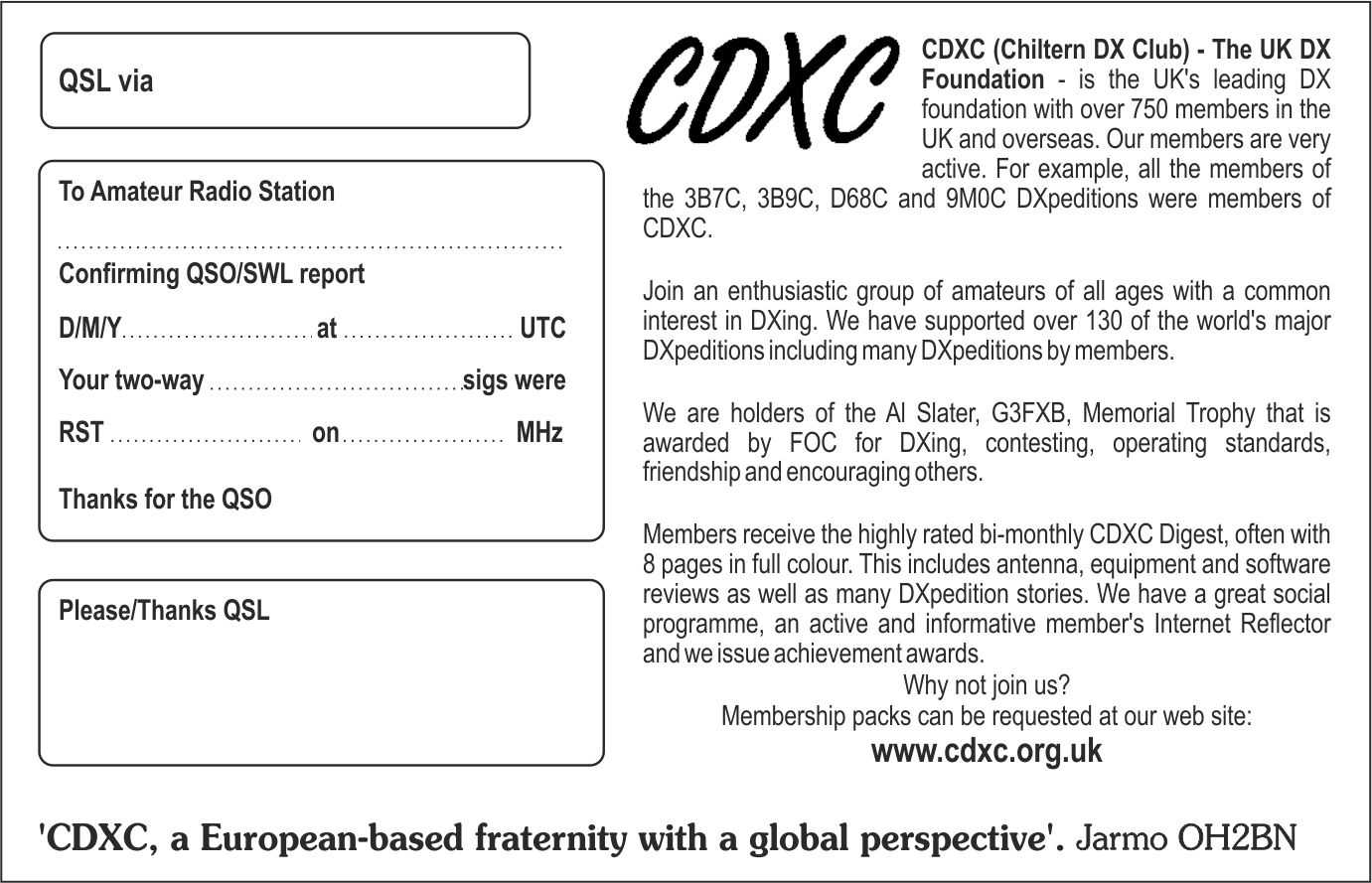 Cdxc – The Uk Dx Foundation – Qsl Cards Pertaining To Qsl Card Template