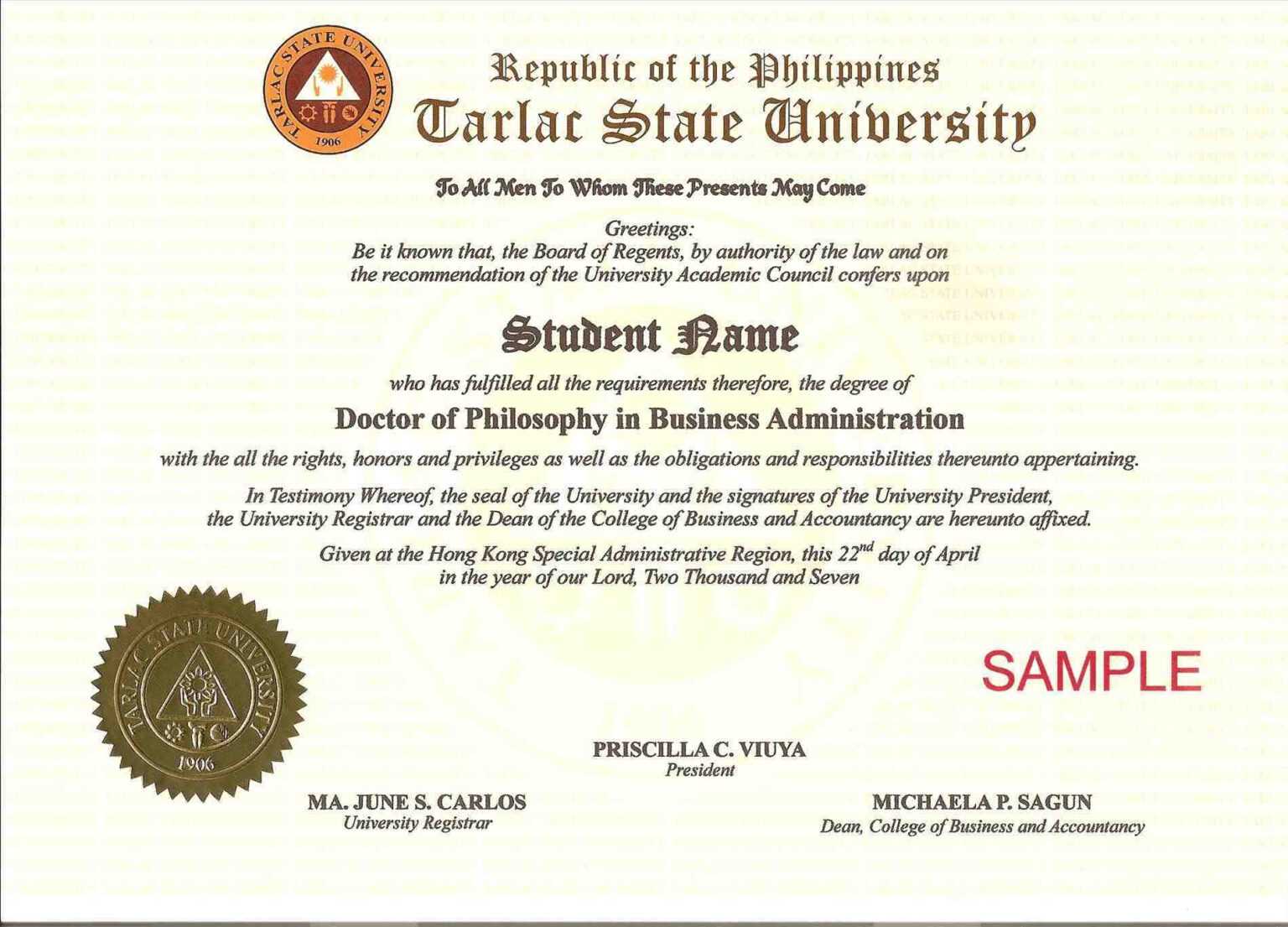 phd graduation certificate