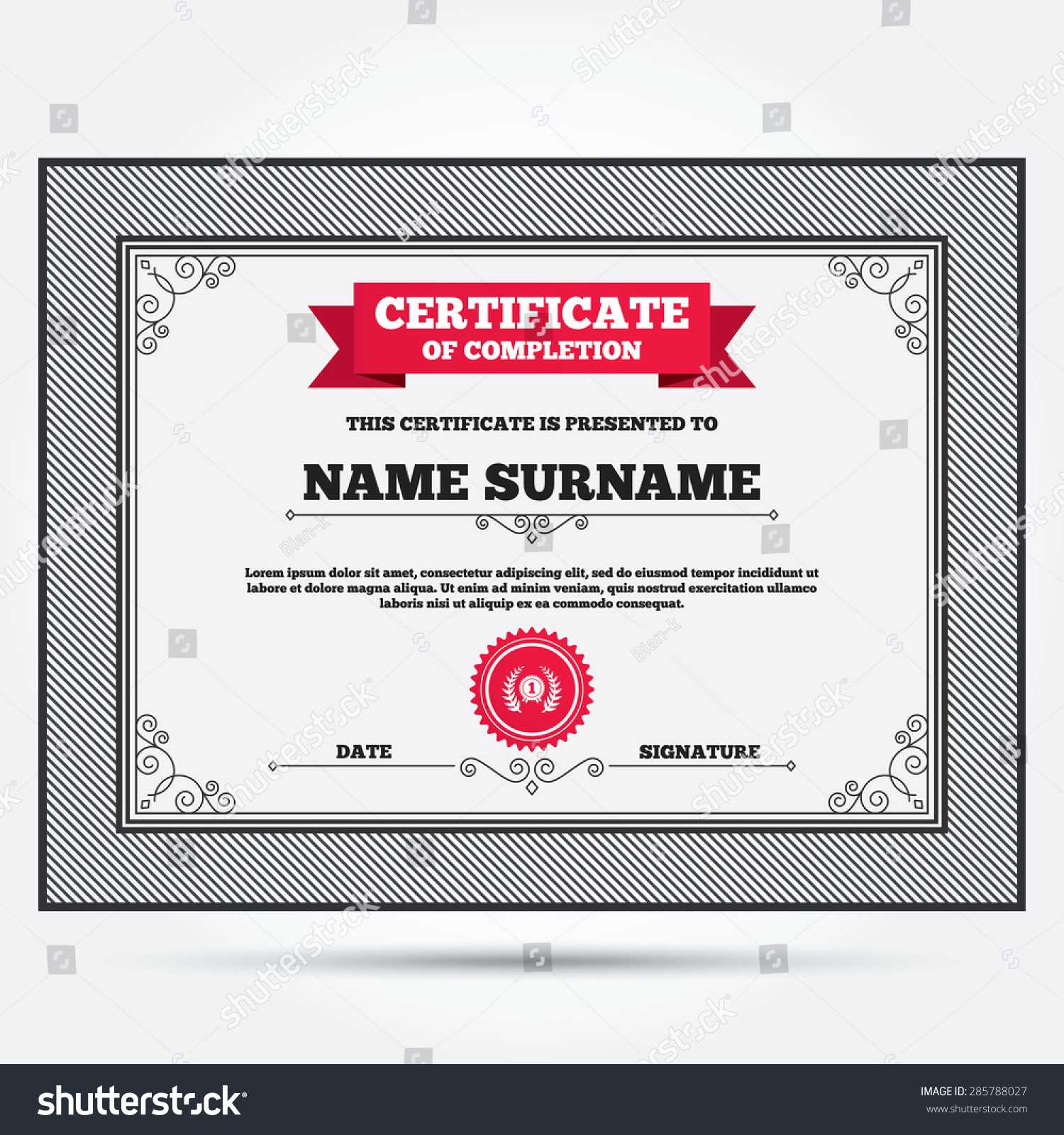 Certificate Completion First Place Award Sign | Royalty Free For First Place Certificate Template