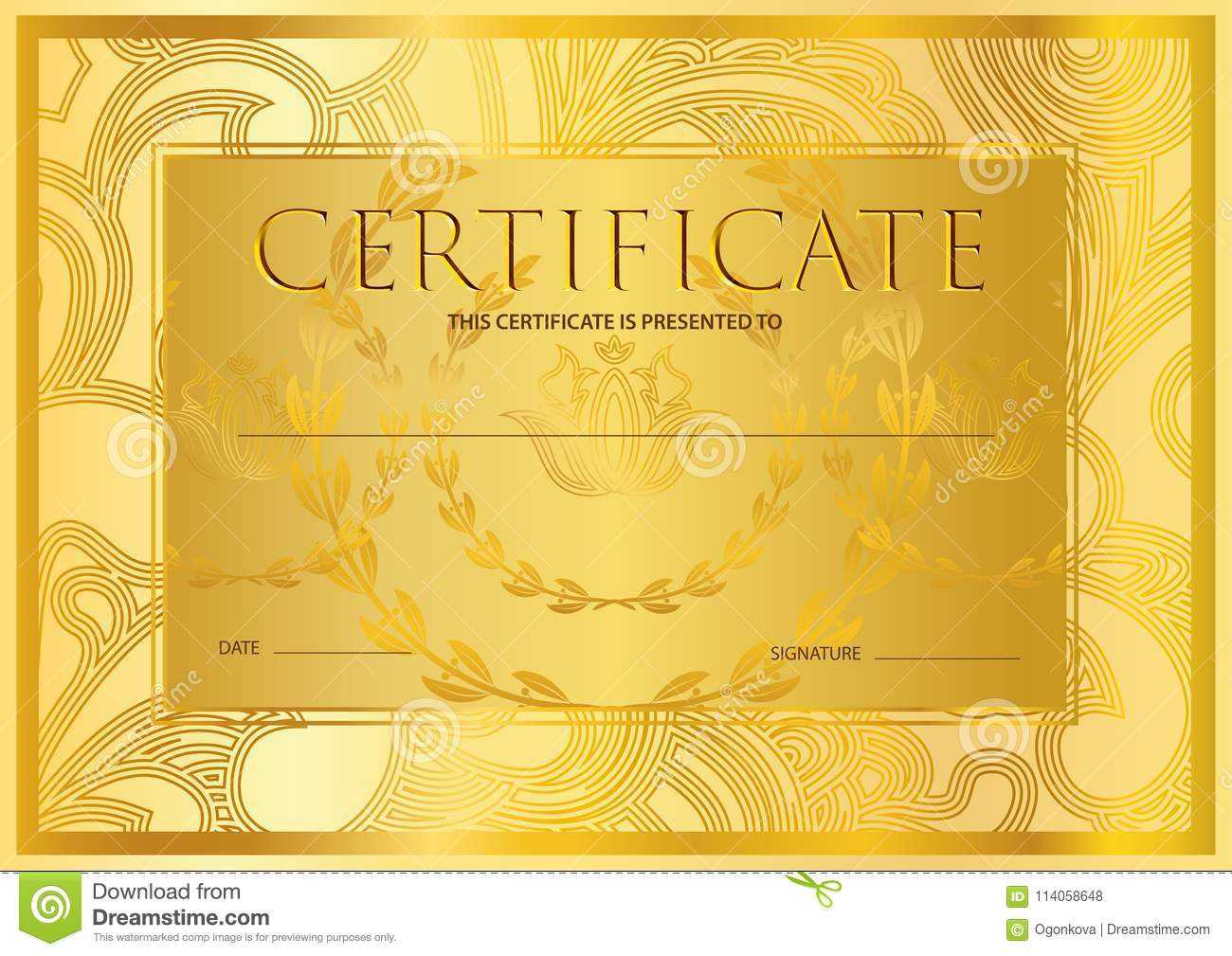 Certificate, Diploma Golden Design Template, Colorful With Scroll Certificate Templates