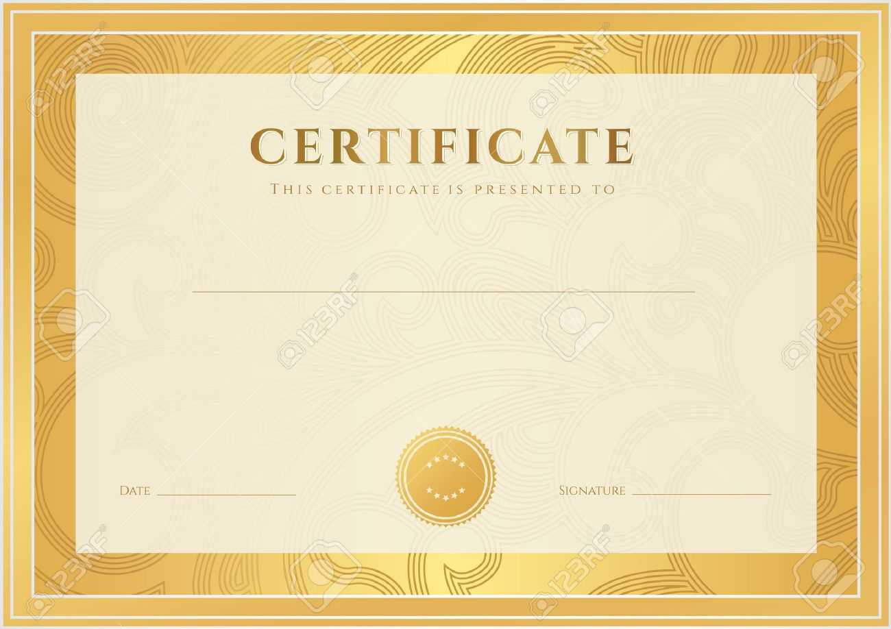 Certificate, Diploma Of Completion Template, Background Gold.. Within Certificate Scroll Template