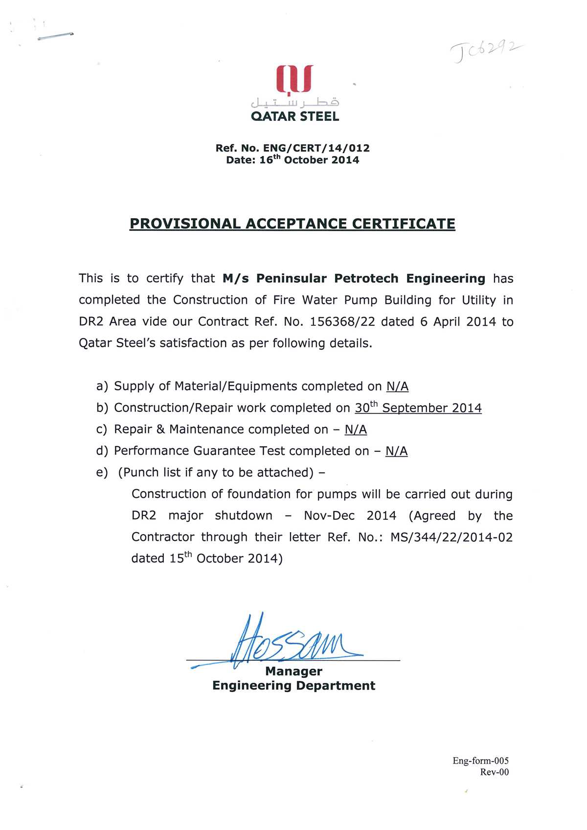 Certificate Of Acceptance Sample – Milas.westernscandinavia Regarding Certificate Of Completion Construction Templates