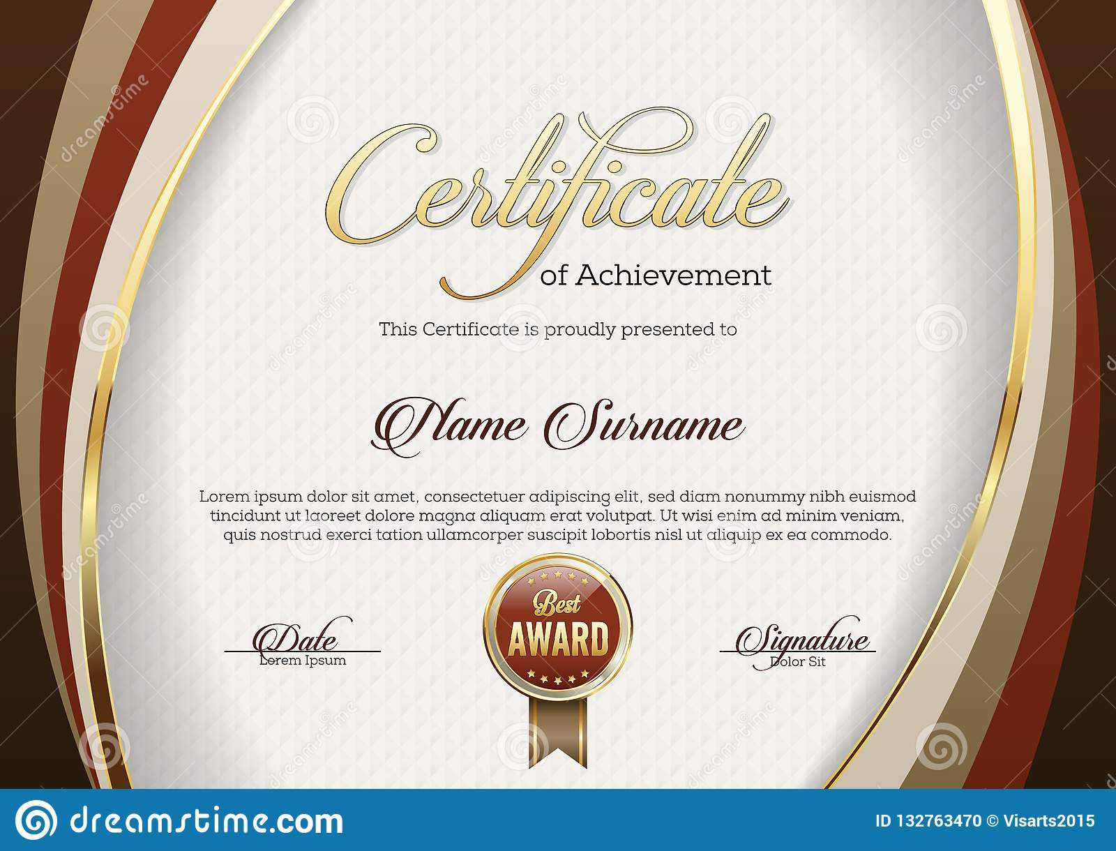 Certificate Of Achievement. Landscape. Template. Stock Pertaining To Landscape Certificate Templates