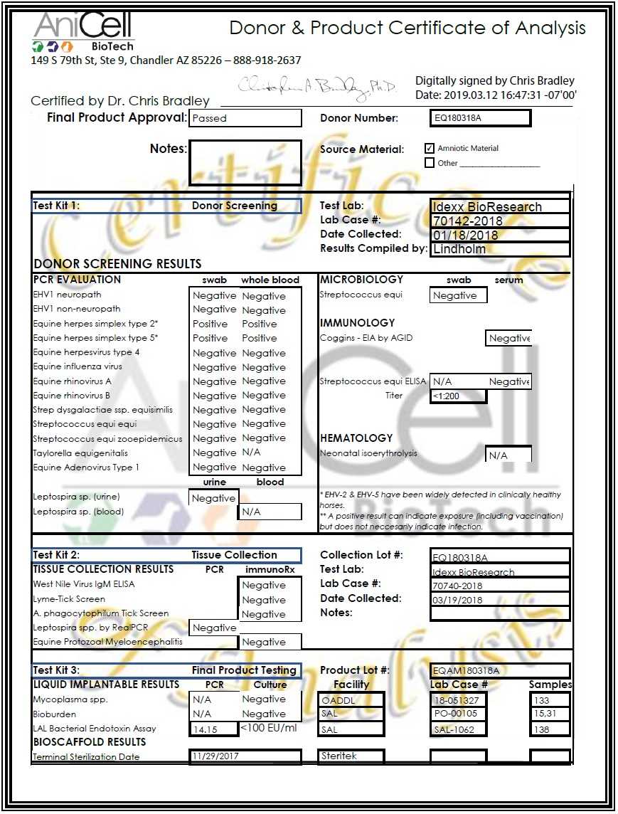Certificate Of Analysis Template – Anicell Biotech With Certificate Of Analysis Template