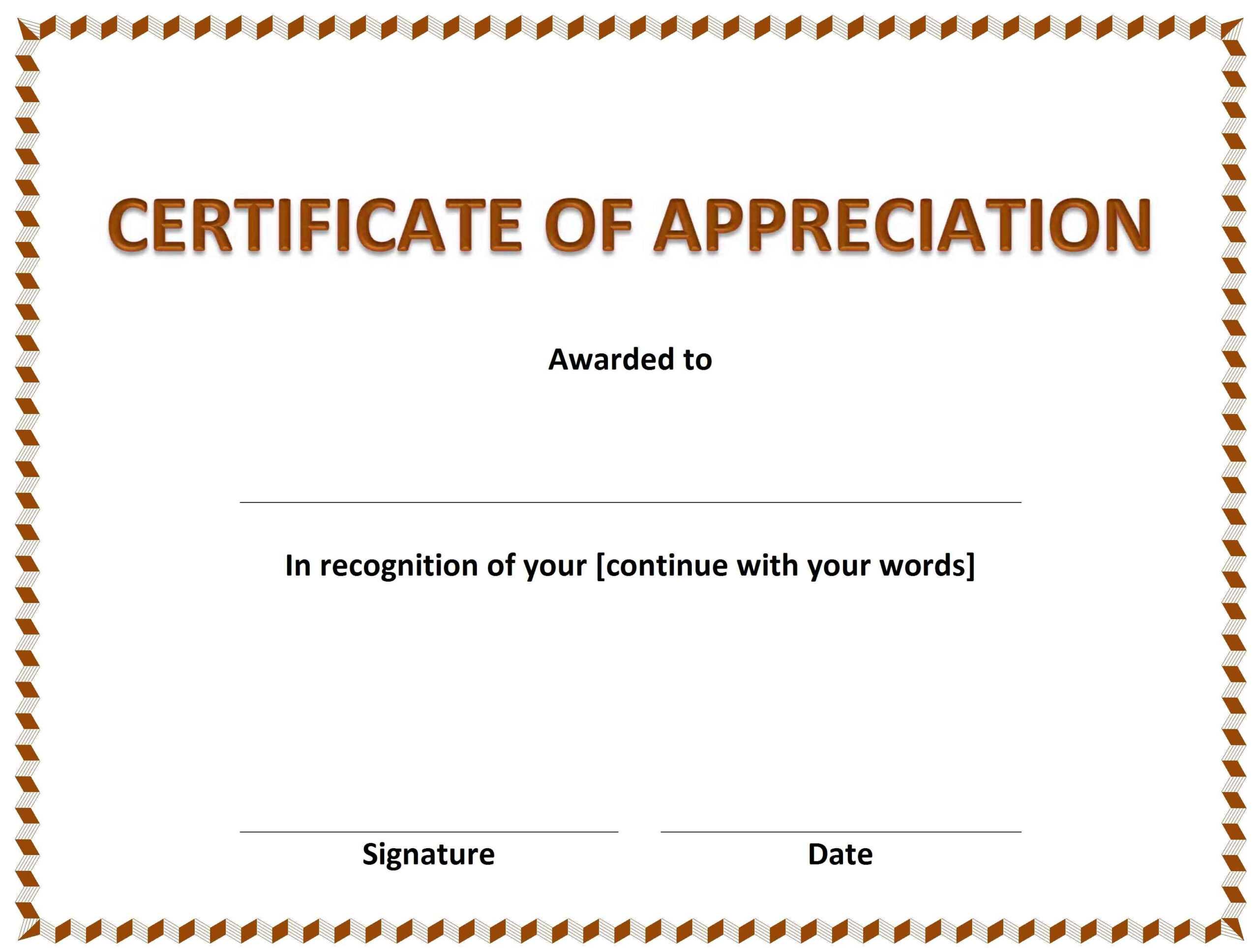 Certificate Of Appreciation » Officetemplates Within Template For Certificate Of Appreciation In Microsoft Word
