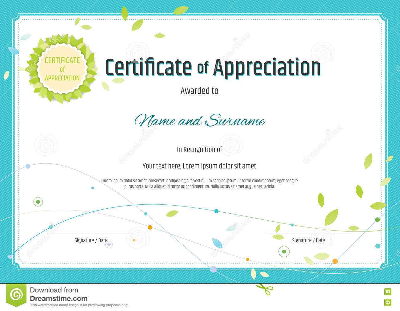 Certificate Of Appreciation Template In Nature Theme With Regarding Certificates Of Appreciation Template