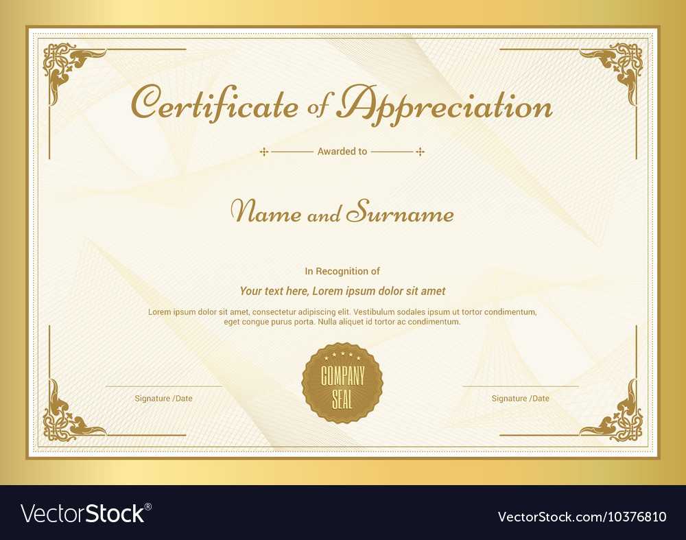 Certificate Of Appreciation Template Inside Template For Recognition Certificate