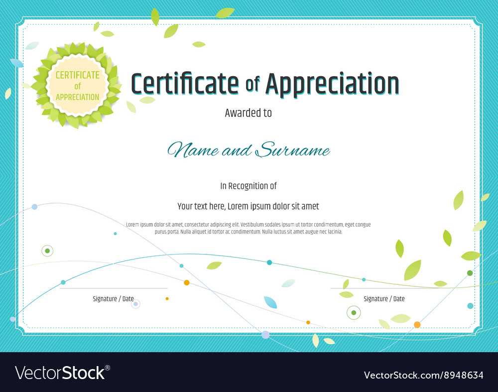 Certificate Of Appreciation Template Nature Theme In Free Template For Certificate Of Recognition