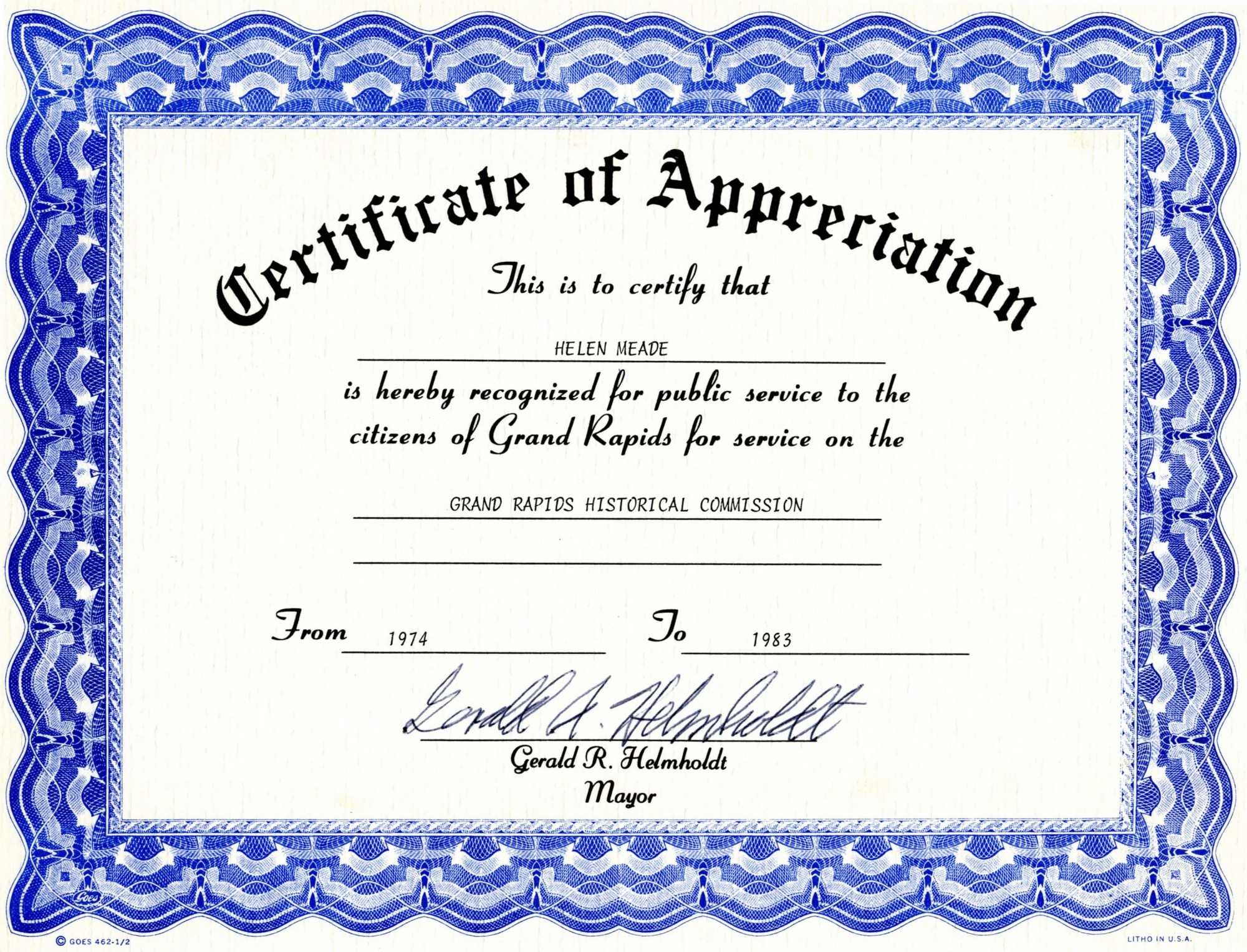 Certificate Of Appreciation Templates Free Download – Milas With Regard To Printable Certificate Of Recognition Templates Free