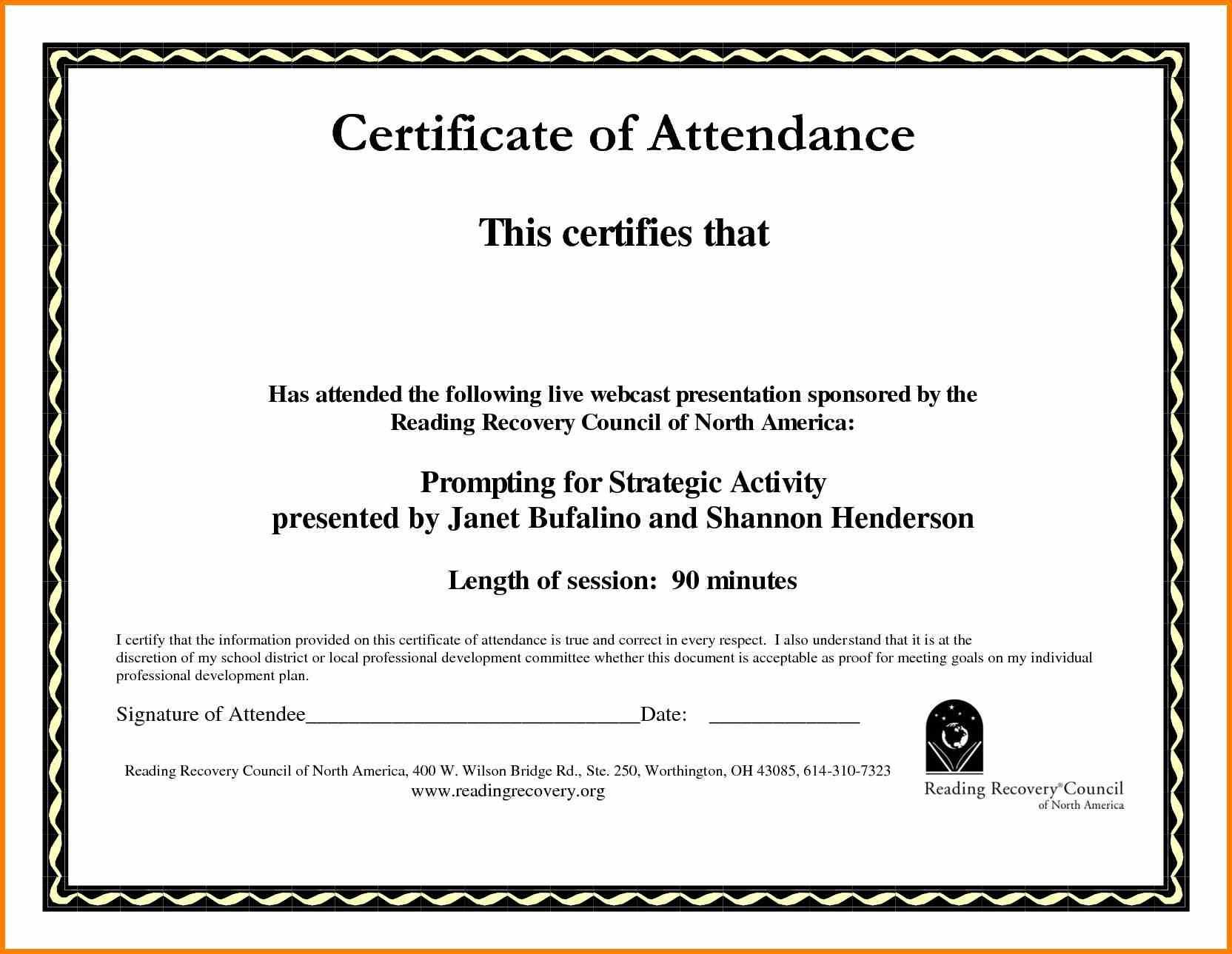 Certificate Of Attendance Template Word Ukran Agdiffusion Throughout Conference Certificate Of Attendance Template