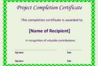 Certificate Of Completion Project | Templates At within Certificate Template For Project Completion