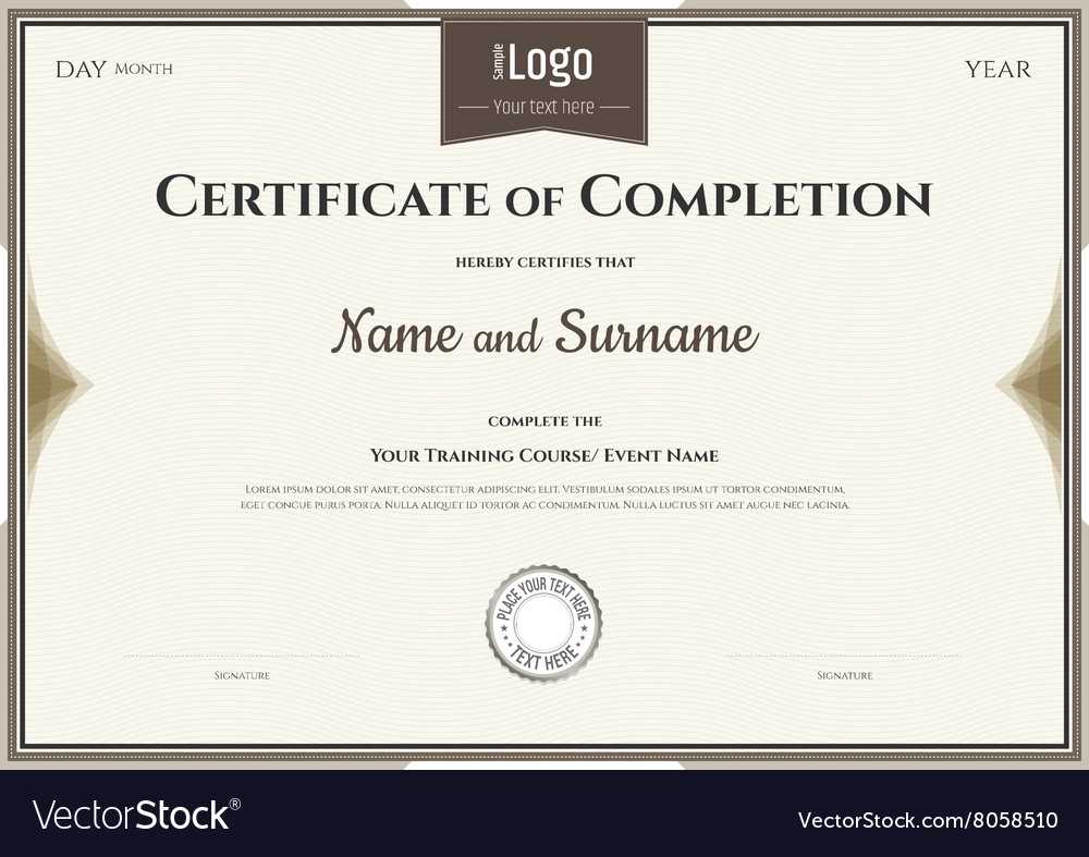 Certificate Of Completion Template In Brown For Blank Certificate Of Achievement Template