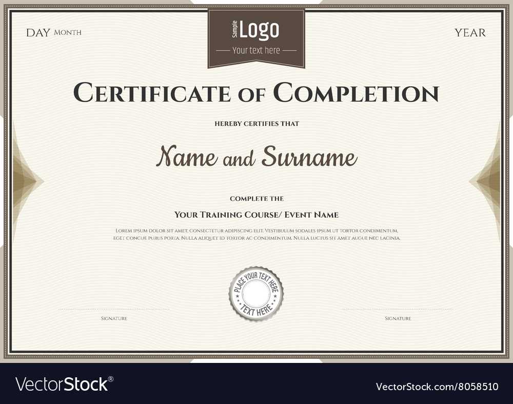 Certificate Of Completion Template In Brown With Regard To Certification Of Completion Template