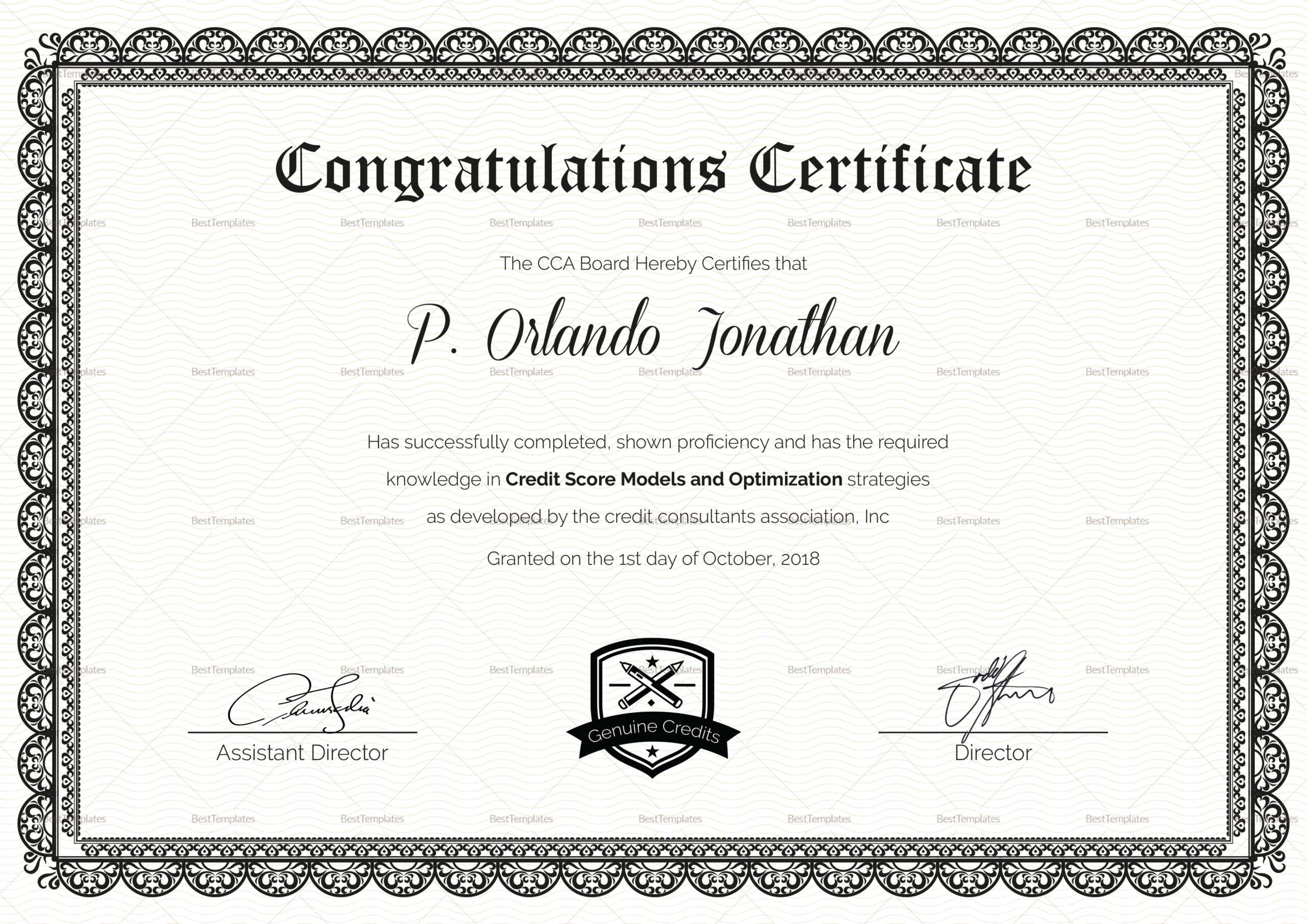 Certificate Of Congratulations - Milas.westernscandinavia With Congratulations Certificate Word Template