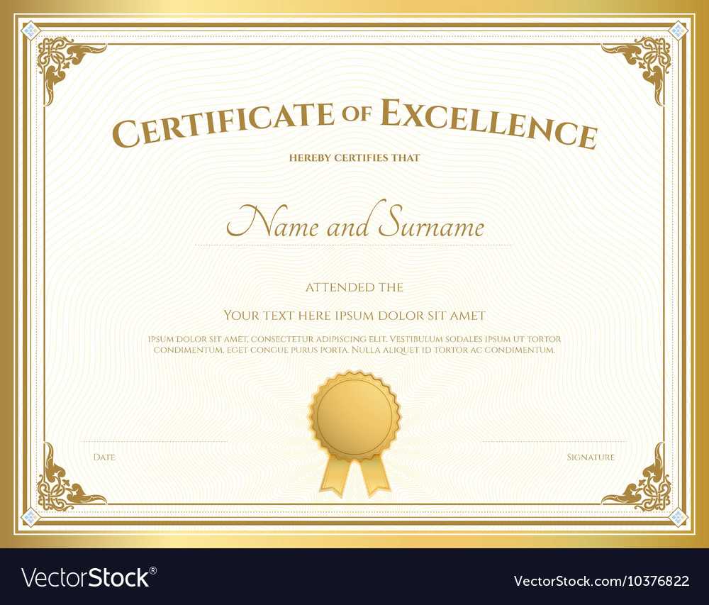 Certificate Of Excellence Template Gold Theme For Certificate Of Excellence Template Free Download