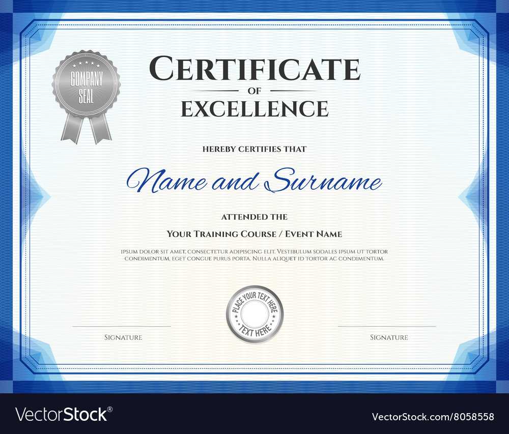 Certificate Of Excellence Template In Blue Theme In Free Certificate Of Excellence Template