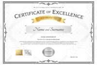 Certificate Of Excellence Template With Gold Award Ribbon On.. intended for Award Of Excellence Certificate Template