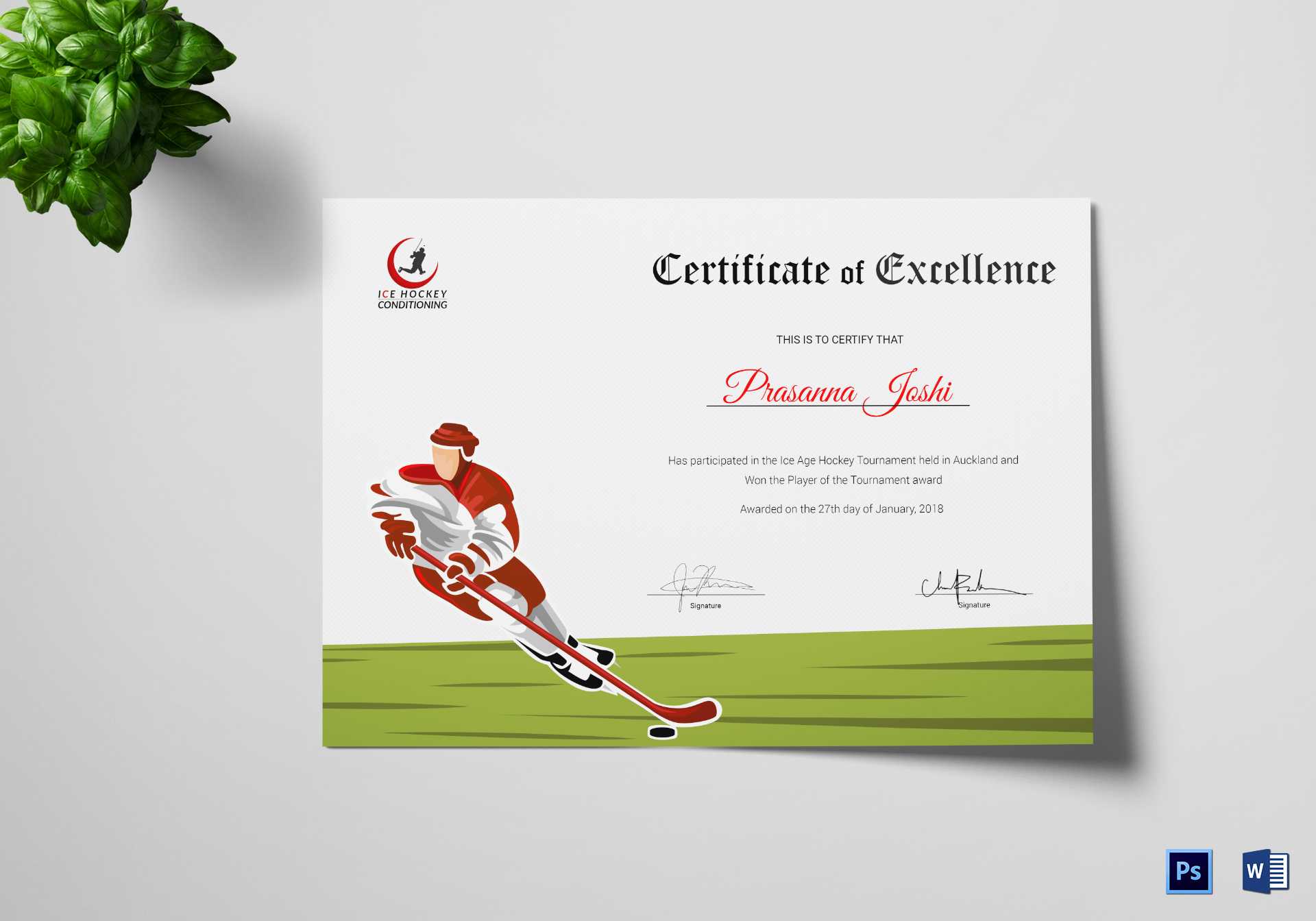 Certificate Of Hockey Performance Template Intended For Hockey Certificate Templates