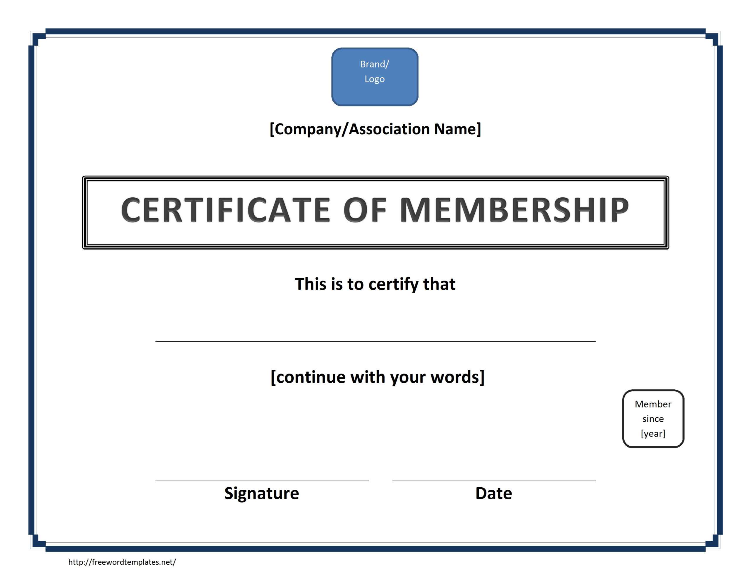 Certificate Of Membership Template For New Member Certificate Template