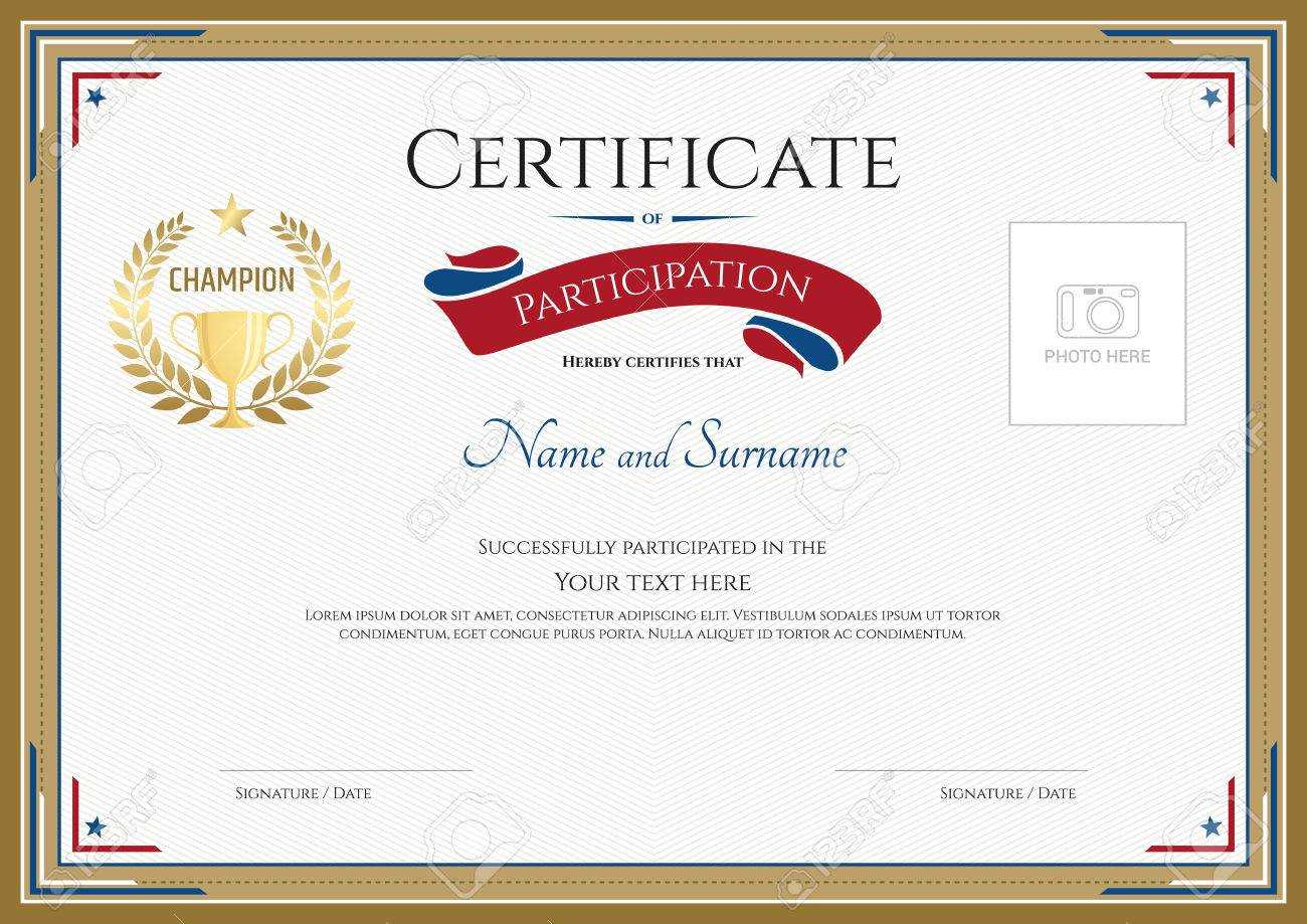Certificate Of Participation Template With Gold Broder, Gold.. With Regard To Certification Of Participation Free Template