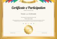 Certificate Of Participation Template With Gold in Participation Certificate Templates Free Download