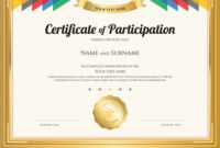 Certificate Of Participation Template With Gold inside Templates For Certificates Of Participation