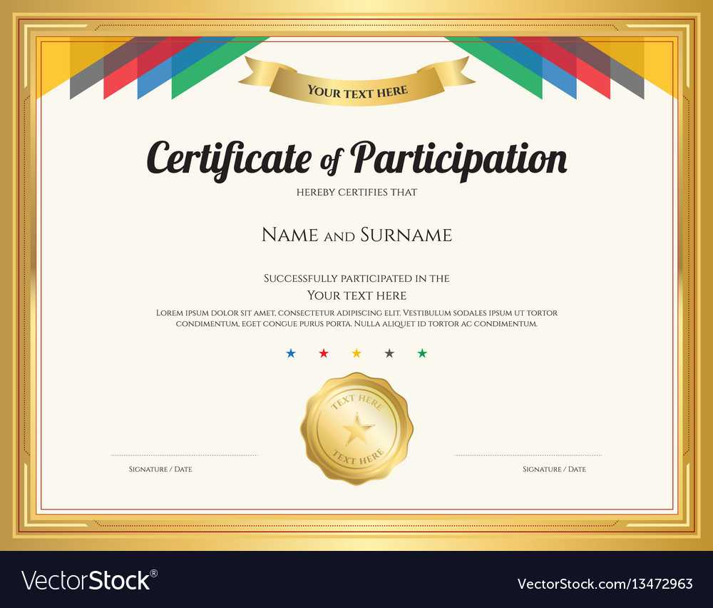 Certificate Of Participation Template With Gold Throughout Free Templates For Certificates Of Participation