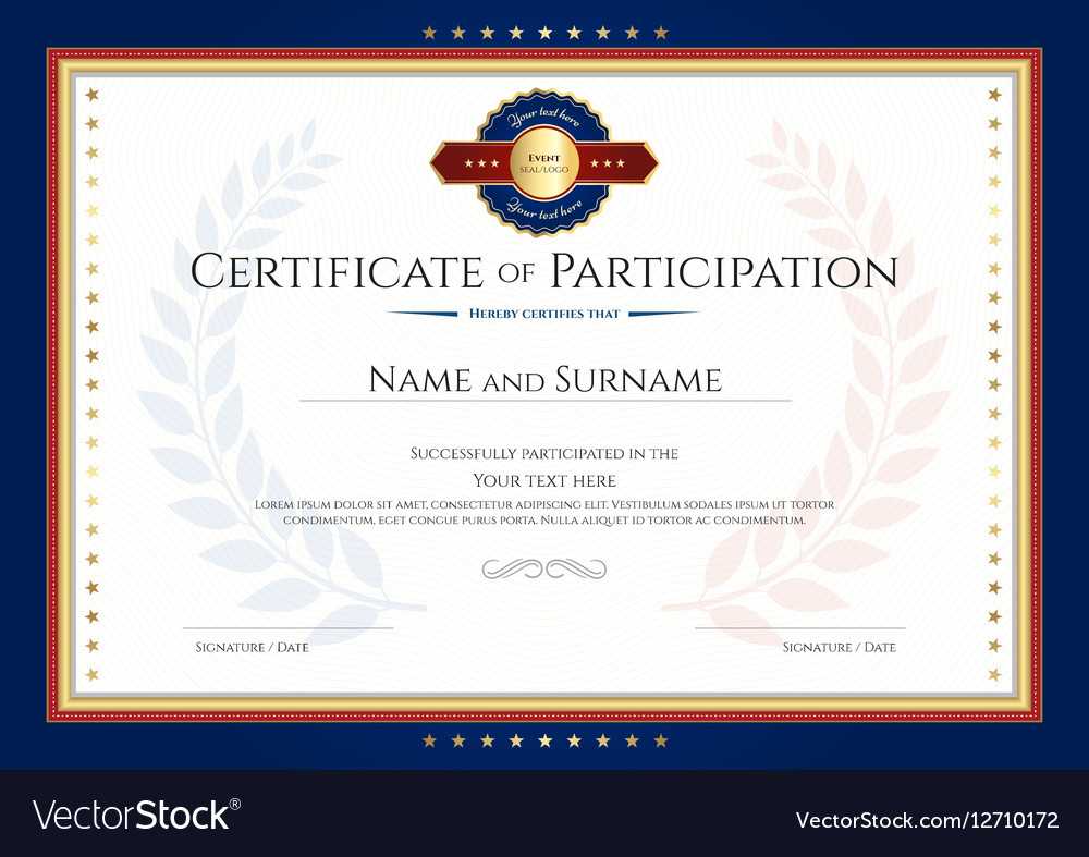 Certificate Of Participation Template With Laurel With Regard To Certificate Of Participation Template Pdf