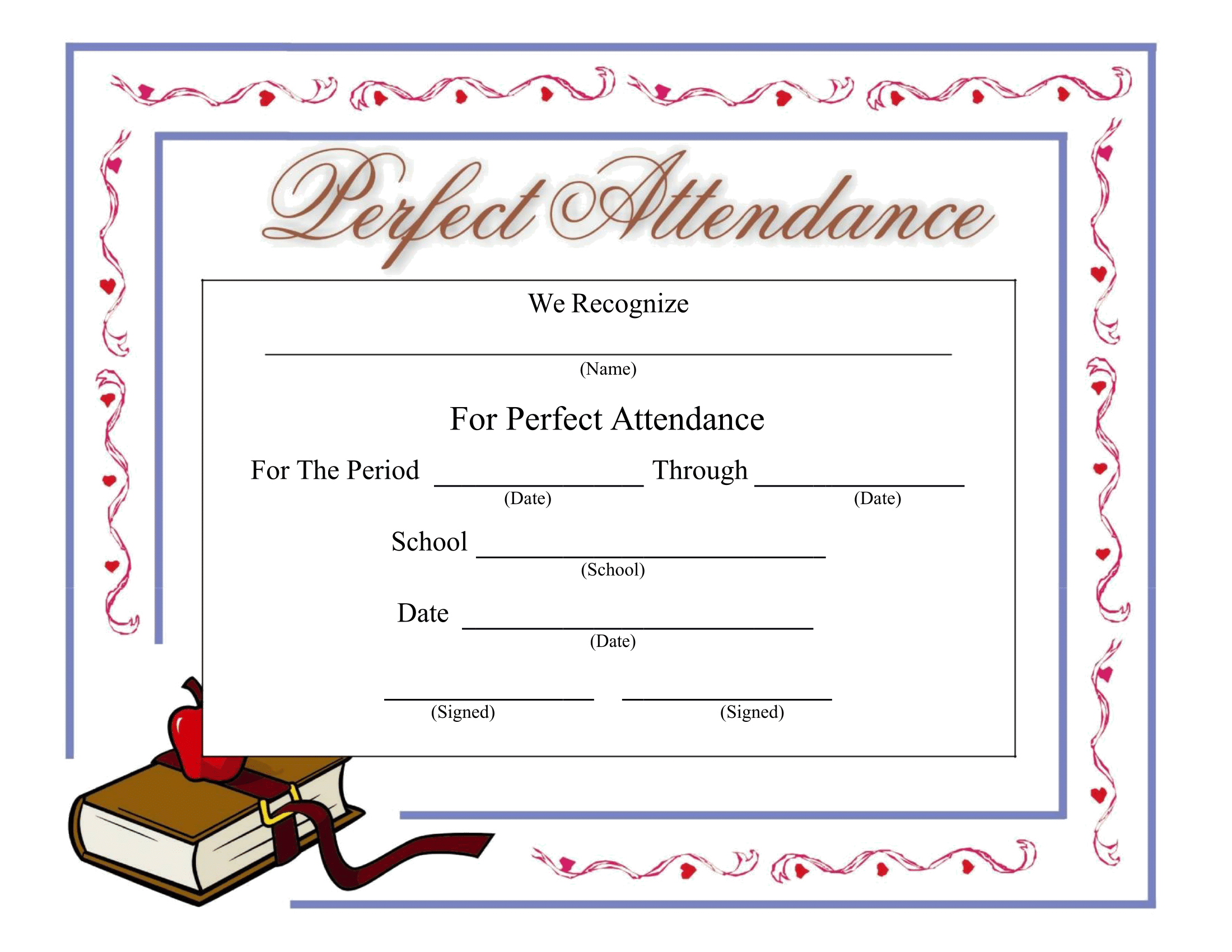 Certificate Of Perfect Attendance Template – Milas Inside Perfect Attendance Certificate Template