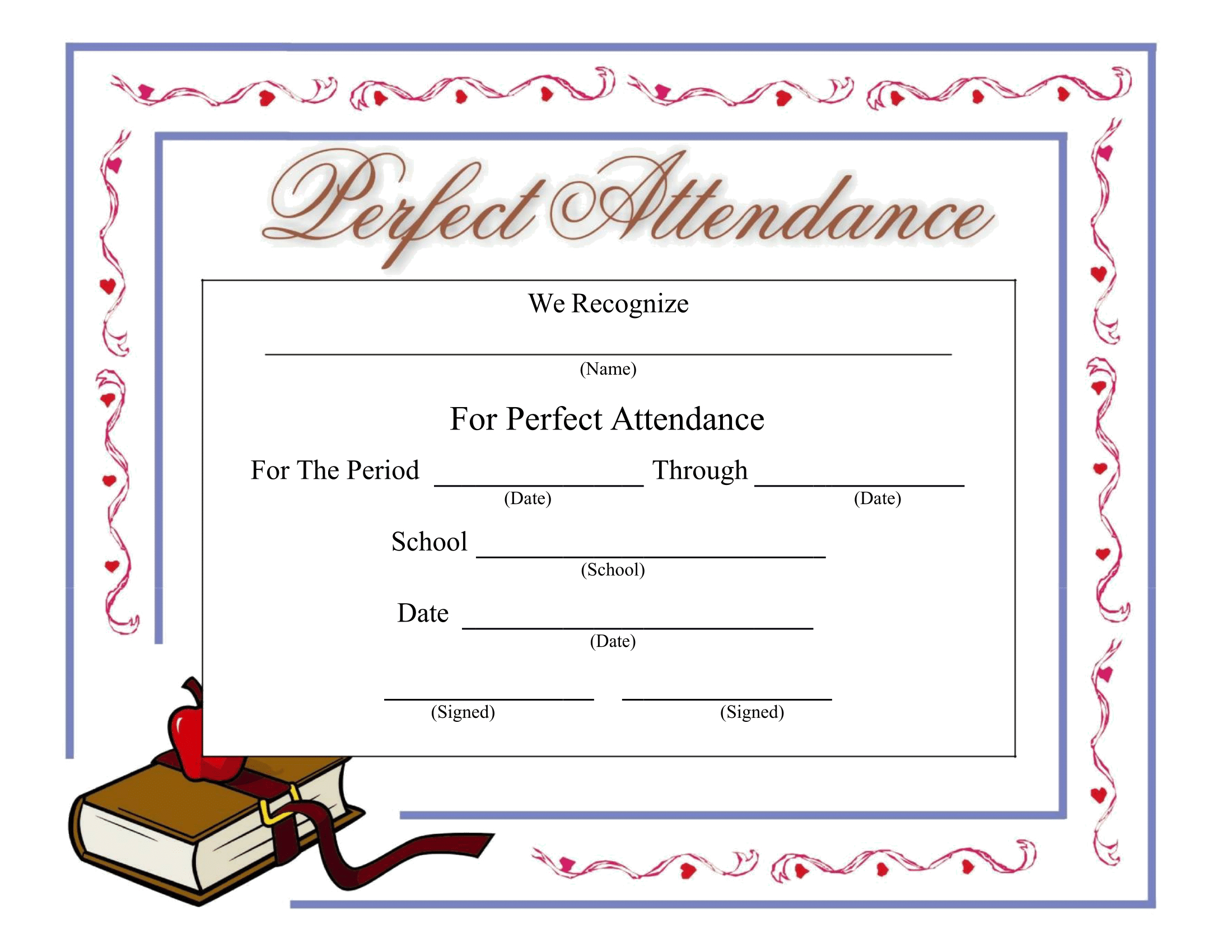 Certificate Of Perfect Attendance Template - Milas Regarding Perfect Attendance Certificate Free Template