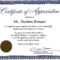 Certificate Of Recognition Wording Copy Certificate Throughout Volunteer Award Certificate Template