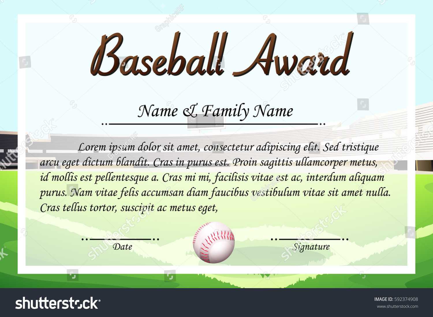 Certificate Template Baseball Award Illustration Stock Within Softball Award Certificate Template
